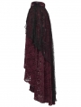 Red and Black Gothic Spider Web Mesh Lace High-Low Skirt