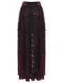 Red and Black Gothic Spider Web Mesh Lace High-Low Skirt
