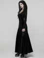 Black Gothic Hooded Ruched Velvet Long Dress