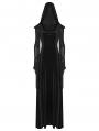 Black Gothic Hooded Ruched Velvet Long Dress