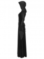 Black Gothic Hooded Ruched Velvet Long Dress