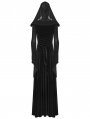 Black Gothic Hooded Ruched Velvet Long Dress