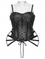 Black Gothic Rose Jacquard Corset Top for Women