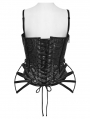 Black Gothic Rose Jacquard Corset Top for Women