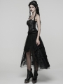 Black Gothic Layered Mesh Irregular High-Low Skirt