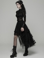 Black Gothic Layered Mesh Irregular High-Low Skirt