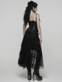 Black Gothic Layered Mesh Irregular High-Low Skirt