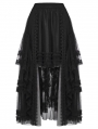 Black Gothic Layered Mesh Irregular High-Low Skirt