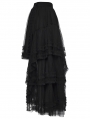 Black Gothic Layered Mesh Irregular High-Low Skirt