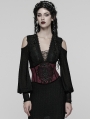 Red and Black Gothic Gorgeous Embossed Leather Waistband