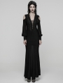 Black Elegant Gothic Sheer Mesh Plunging V-Neck Maxi Dress