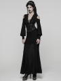 Black Elegant Gothic Sheer Mesh Plunging V-Neck Maxi Dress