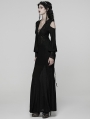 Black Elegant Gothic Sheer Mesh Plunging V-Neck Maxi Dress