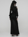 Black Elegant Gothic Sheer Mesh Plunging V-Neck Maxi Dress