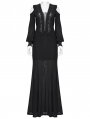 Black Elegant Gothic Sheer Mesh Plunging V-Neck Maxi Dress