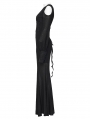 Black Elegant Gothic Sheer Mesh Plunging V-Neck Maxi Dress