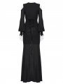 Black Elegant Gothic Sheer Mesh Plunging V-Neck Maxi Dress