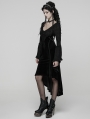 Black Gothic Velvet Ruffled Long Sleeve High-Low Dress