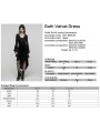 Black Gothic Velvet Ruffled Long Sleeve High-Low Dress