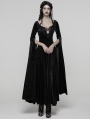 Black Sexy Gothic Historical Inspired Rose Velvet Long Dress