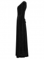 Black Sexy Gothic Historical Inspired Rose Velvet Long Dress