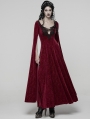 Red Sexy Gothic Historical Inspired Rose Velvet Long Dress