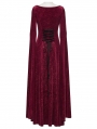 Red Sexy Gothic Historical Inspired Rose Velvet Long Dress
