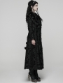 Black Retro Gothic Plush Trim Jacquard Long Winter Coat for Women
