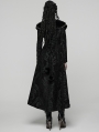 Black Retro Gothic Plush Trim Jacquard Long Winter Coat for Women