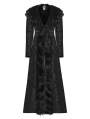 Black Retro Gothic Plush Trim Jacquard Long Winter Coat for Women