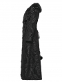 Black Retro Gothic Plush Trim Jacquard Long Winter Coat for Women