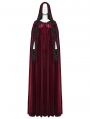Red Gothic Embroidered Velvet Hooded Long Cloak for Women