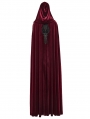 Red Gothic Embroidered Velvet Hooded Long Cloak for Women