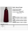 Red Gothic Embroidered Velvet Hooded Long Cloak for Women