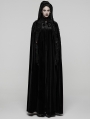 Black Gothic Embroidered Velvet Hooded Long Cloak for Women
