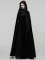 Black Gothic Embroidered Velvet Hooded Long Cloak for Women