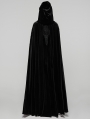 Black Gothic Embroidered Velvet Hooded Long Cloak for Women
