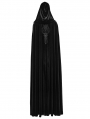 Black Gothic Embroidered Velvet Hooded Long Cloak for Women