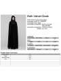 Black Gothic Embroidered Velvet Hooded Long Cloak for Women