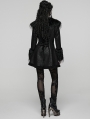 Black Gothic Plush Collar Warm Winter Jacquard Coat for Women