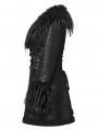 Black Gothic Plush Collar Warm Winter Jacquard Coat for Women