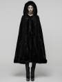 Black Gothic Mid-Length Hooded Fur Warm Winter Cloak for Women