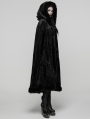 Black Gothic Mid-Length Hooded Fur Warm Winter Cloak for Women