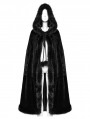 Black Gothic Mid-Length Hooded Fur Warm Winter Cloak for Women