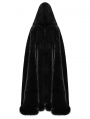 Black Gothic Mid-Length Hooded Fur Warm Winter Cloak for Women