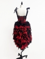 Black and Red Gothic Feather Burlesque Corset Short Prom Party Dress