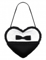 Black and White Lolita Gothic Bow Ruffle Heart Bag