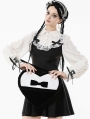 Black and White Lolita Gothic Bow Ruffle Heart Bag
