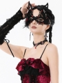 Black and Red Retro Gothic Crystal Pendant Lace Choker