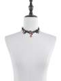 Black and Red Retro Gothic Crystal Pendant Lace Choker